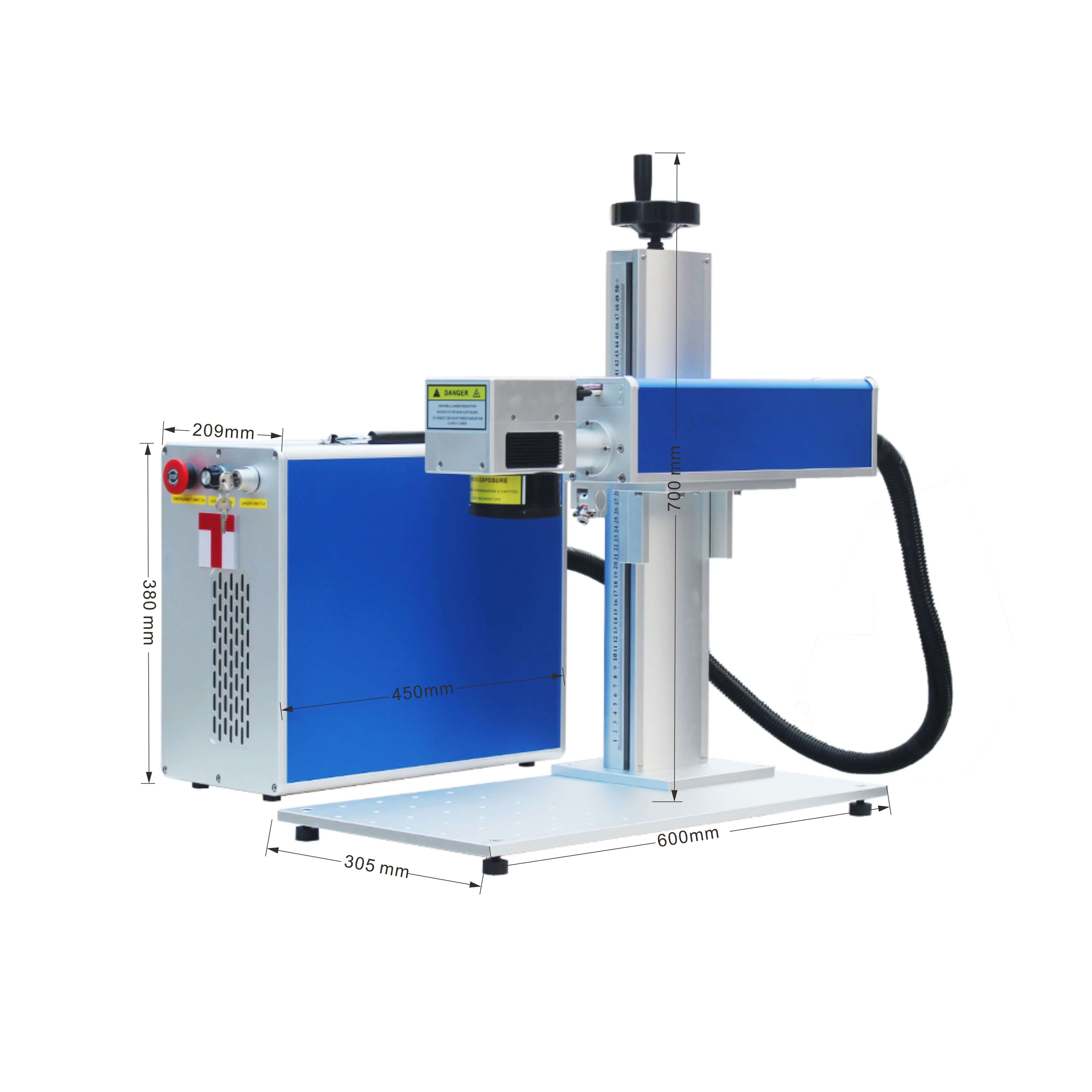 Split Fiber Laser Marking machine with rotary attachment 30W