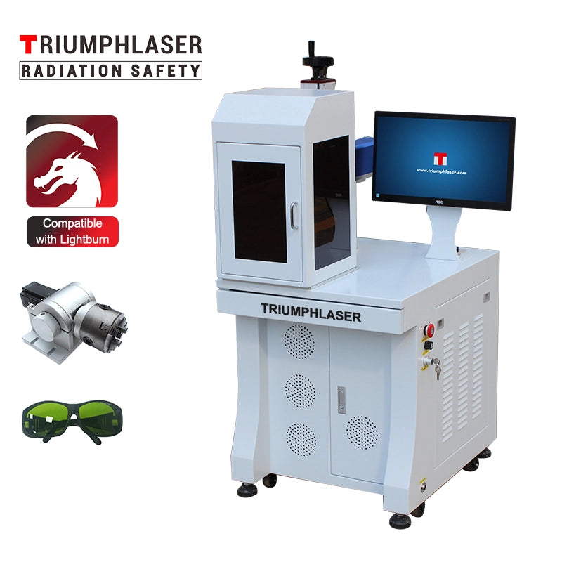 Triumph 50W Fiber Laser Marking Deep Engraving Machine Metal Polymers Parts Marker Engraver Rotary Jewllery Silver Cutting Firearms 110x110 And 200x200mm Lens