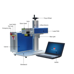 Split Fiber Laser Marking machine with rotary attachment 30W 110x110mm with laptop + software + one pair of safety glasses and including shipping freight to your door directly