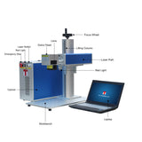 Split Fiber Laser Marking machine with rotary attachment 50W 110x110mm with laptop + software + one pair of safety glasses and including shipping freight to your door directly