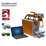 Handheld Fiber Laser Marking Machine 30W 110x110 with laptop (software installed) + rotary attachment + one pair of safety goggles and USA California warehouse shipping to your door directly