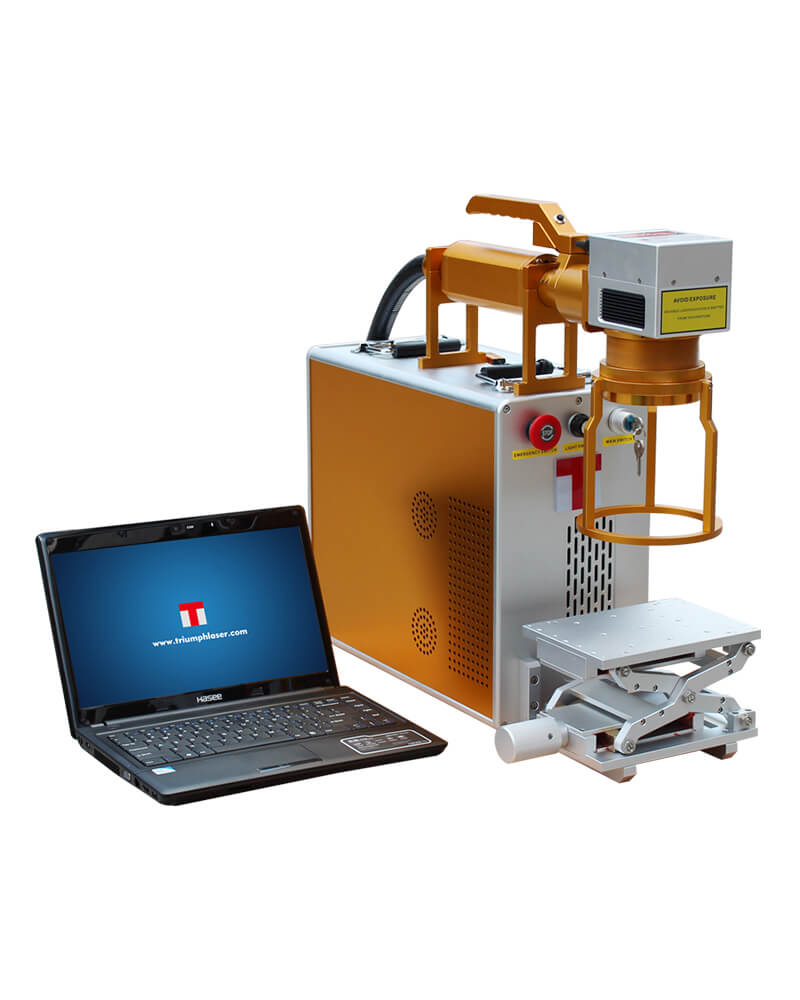 Handheld Fiber Laser Marking Machine 30W 110x110 with laptop (software installed) + rotary attachment + one pair of safety goggles and USA California warehouse shipping to your door directly